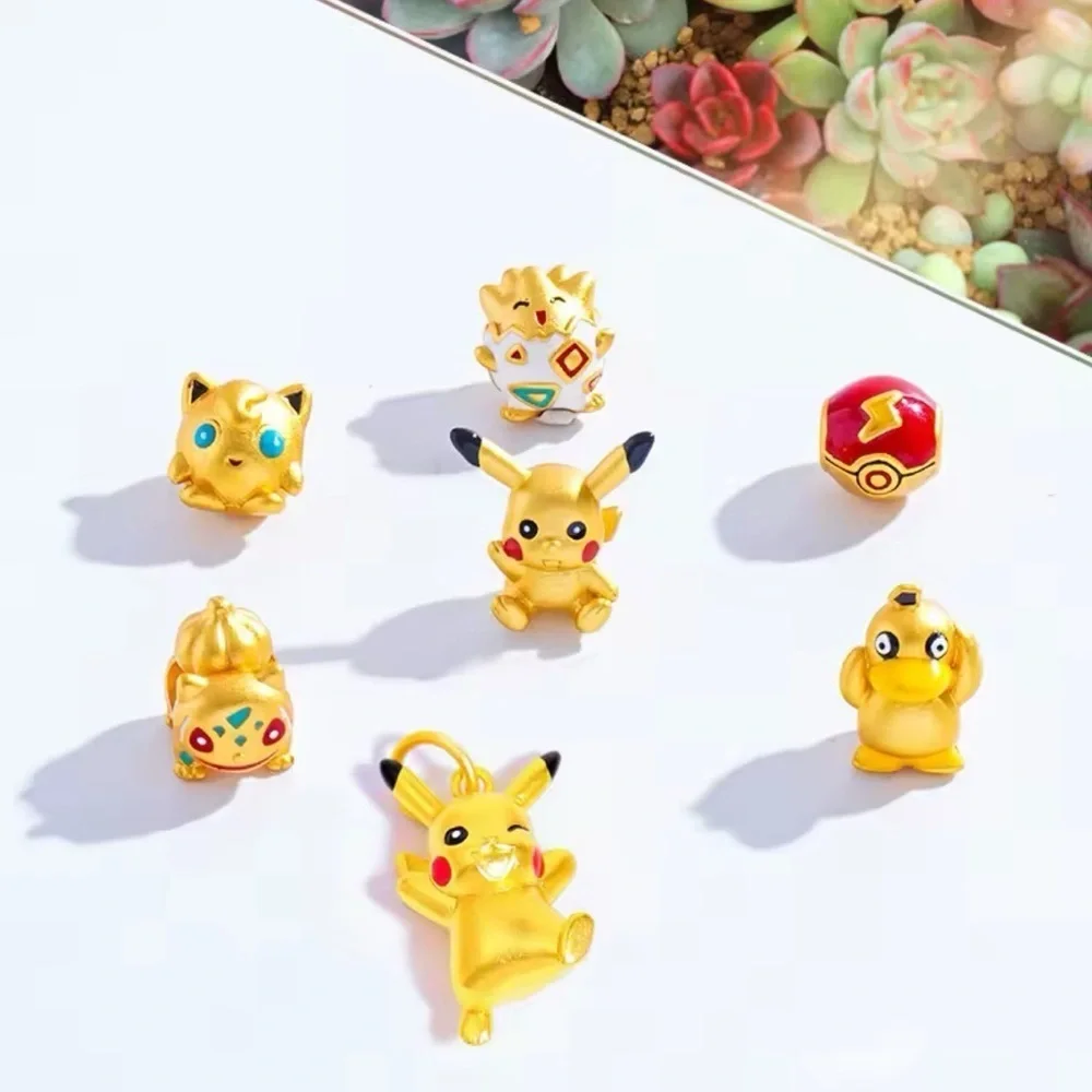 24K Gold Filled Pokemon Jiggly Puff Charm Bead Pendant Anime Pocket Monster
